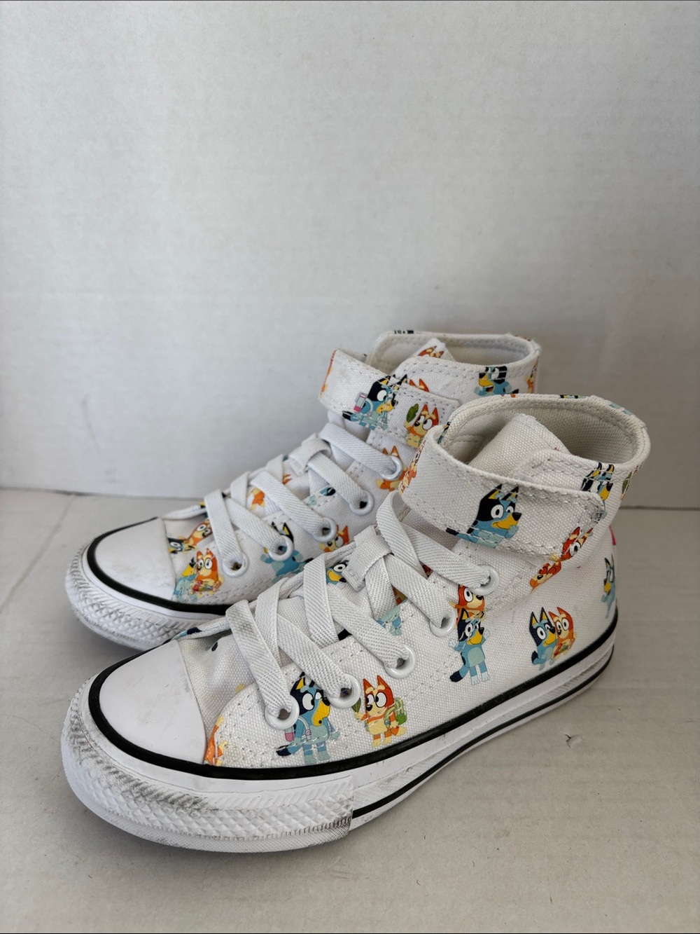 Kids Converse White High-Top Sneakers with Colorful Cartoon Print